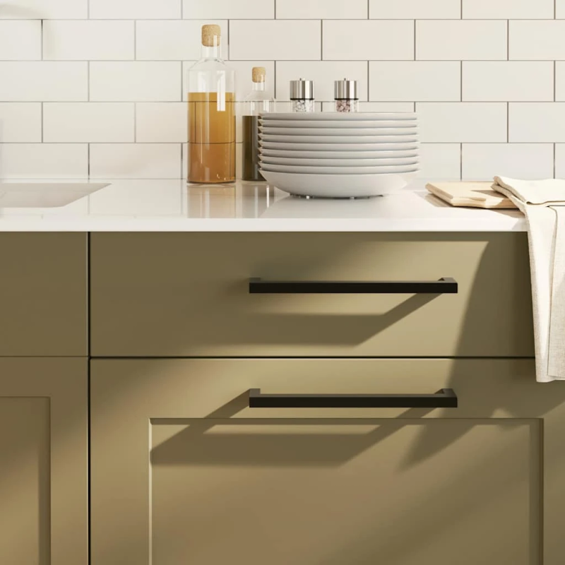 vidaXL skapja rokturi, 5 gab., melni, 224 mm, nerūsējošais tērauds