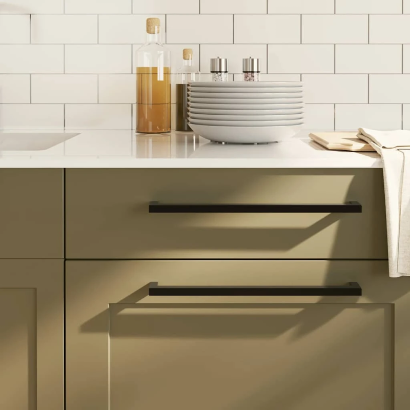 vidaXL skapja rokturi, 5 gab., melni, 320 mm, nerūsējošais tērauds