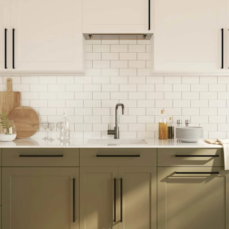 vidaXL skapja rokturi, 5 gab., melni, 320 mm, nerūsējošais tērauds