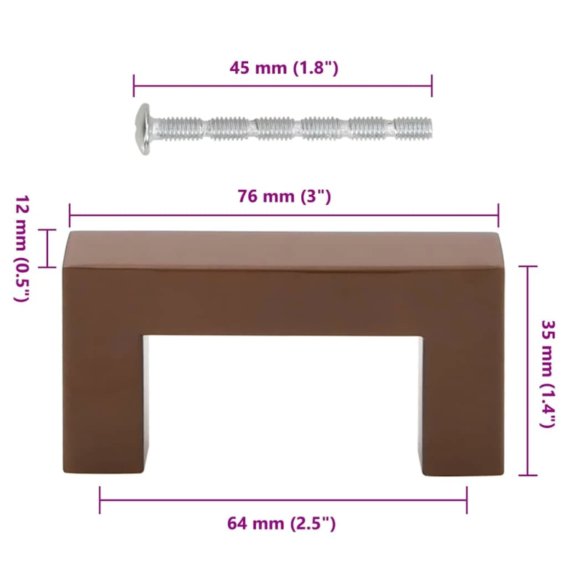 vidaXL skapja rokturi, 10 gab., bronzas, 64 mm, nerūsējošais tērauds