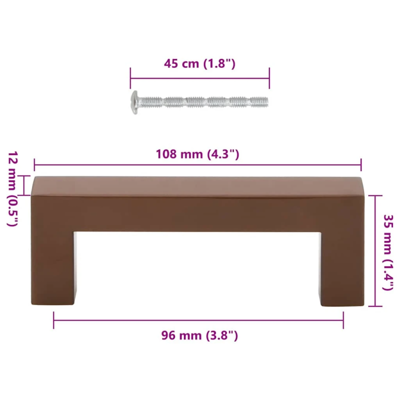 vidaXL skapja rokturi, 10 gab., bronzas, 96 mm, nerūsējošais tērauds