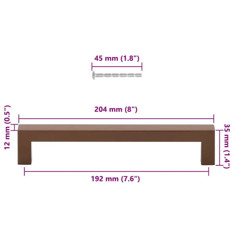 vidaXL skapja rokturi, 5 gab., bronzas, 192 mm, nerūsējošais tērauds