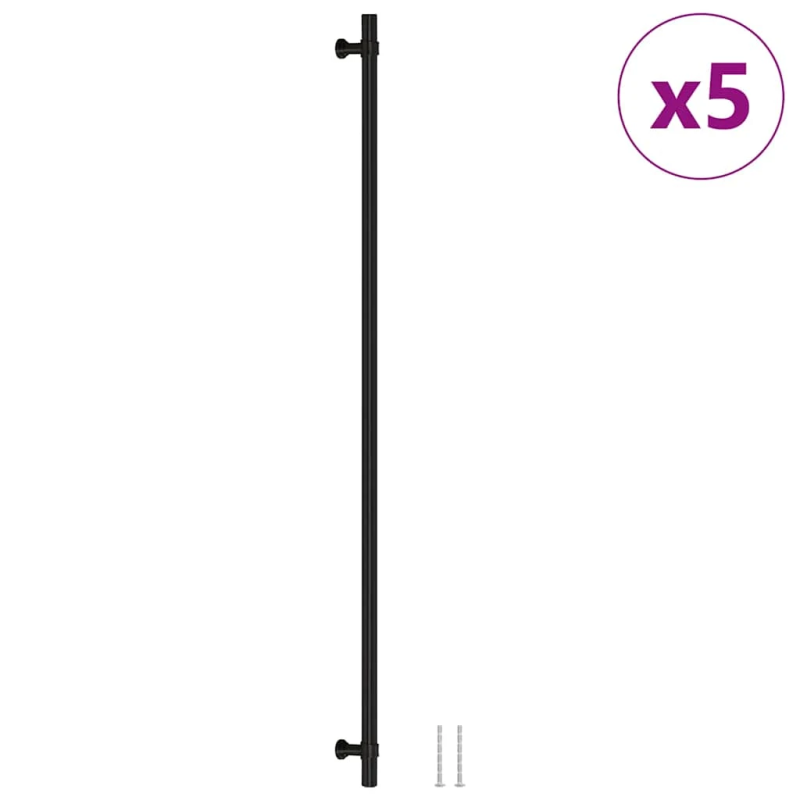 vidaXL skapja rokturi, 5 gab., melni, 480 mm, nerūsējošais tērauds