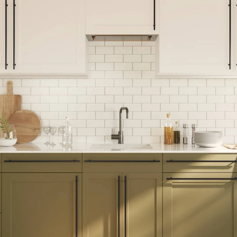 vidaXL skapja rokturi, 5 gab., melni, 480 mm, nerūsējošais tērauds