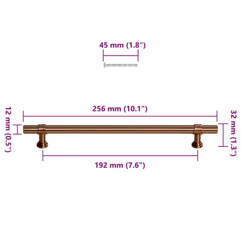 vidaXL skapja rokturi, 5 gab., bronzas, 192 mm, nerūsējošais tērauds