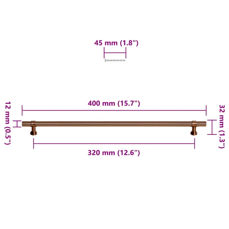 vidaXL skapja rokturi, 5 gab., bronzas, 320 mm, nerūsējošais tērauds
