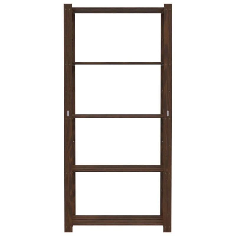 vidaXL 5-līmeņu glabāšanas plaukts, brūns, 80x38x170 cm, priedes koks