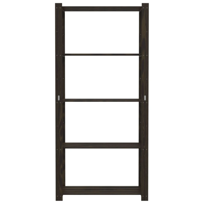 vidaXL 5-līmeņu glabāšanas plaukts, melns, 80x38x170 cm, priedes koks