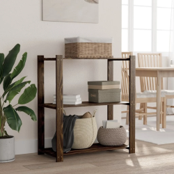 vidaXL 3-līmeņu glabāšanas plaukts, melns, 80x38x90 cm, priedes koks