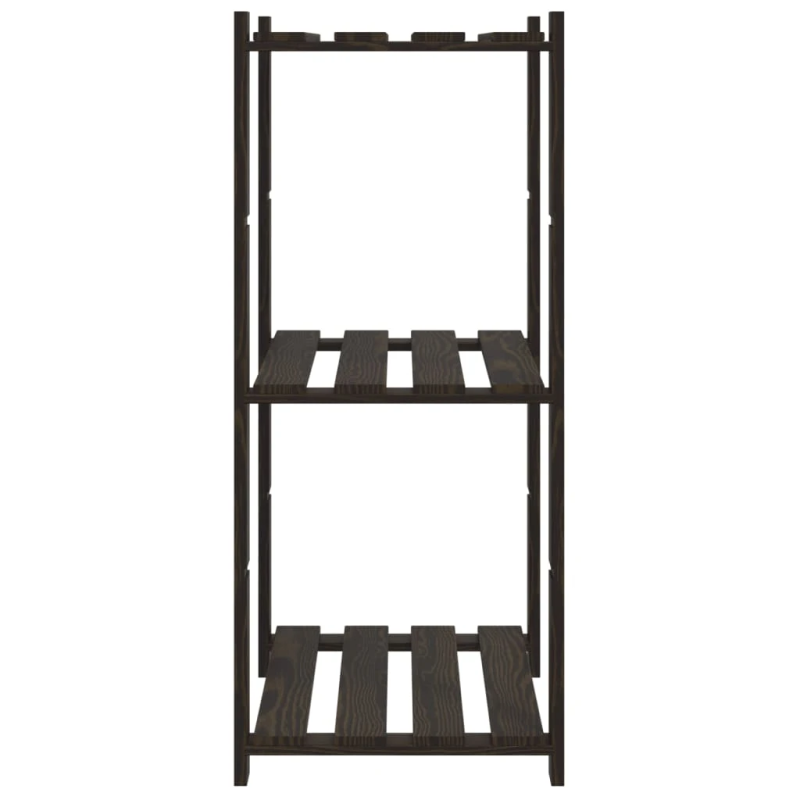 vidaXL 3-līmeņu glabāšanas plaukts, melns, 60x38x90 cm, priedes koks