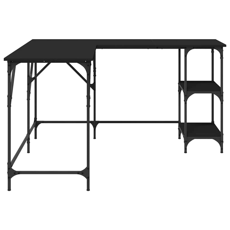 vidaXL rakstāmgalds, melns, 139x139x75 cm, inženierijas koks