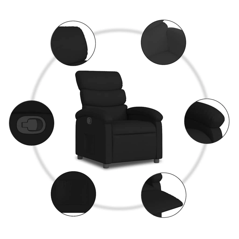 vidaXL atpūtas krēsls, atgāžams, melns audums