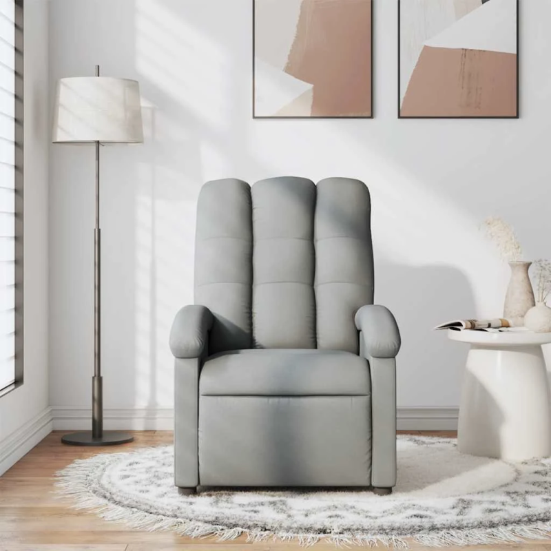 vidaXL masāžas krēsls, atgāžams, gaiši pelēks audums