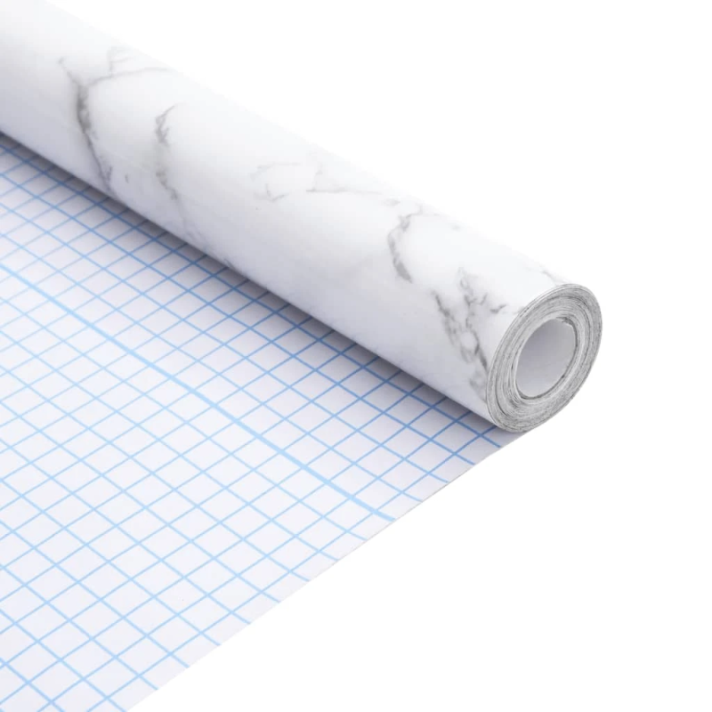 vidaXL mēbeļu līmplēve, pašlīmējoša, marmora balta, 90x500 cm, PVC