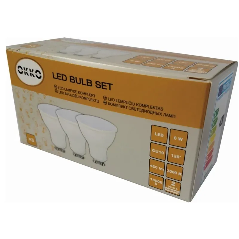 Spuldze Okko Maināma LED spuldze, MR16, 3000 °K, GU10, 6 W, 450 lm