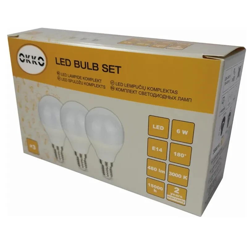 Led bulb g45 6w e14 480lm 830 3pcs-pack