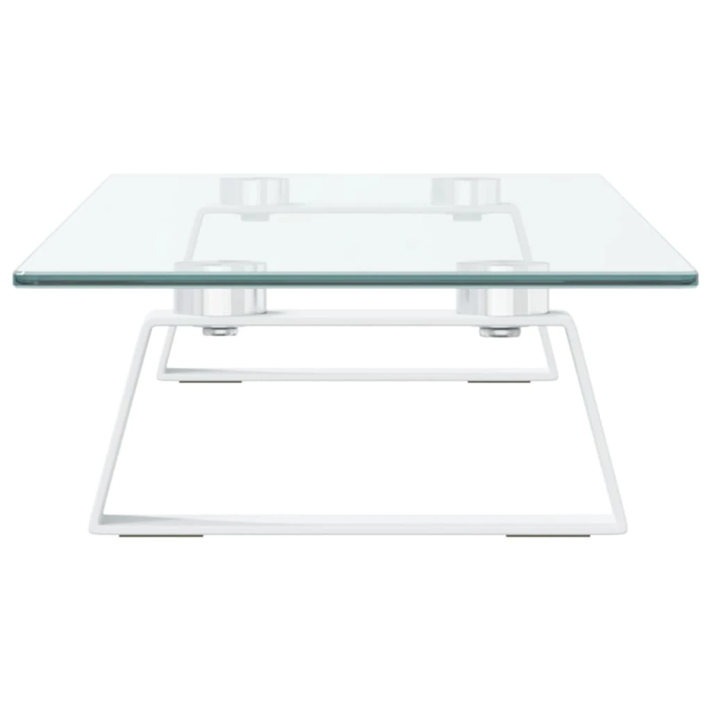 vidaXL monitora statīvs, 60x20x8 cm, balts, rūdīts stikls, metāls