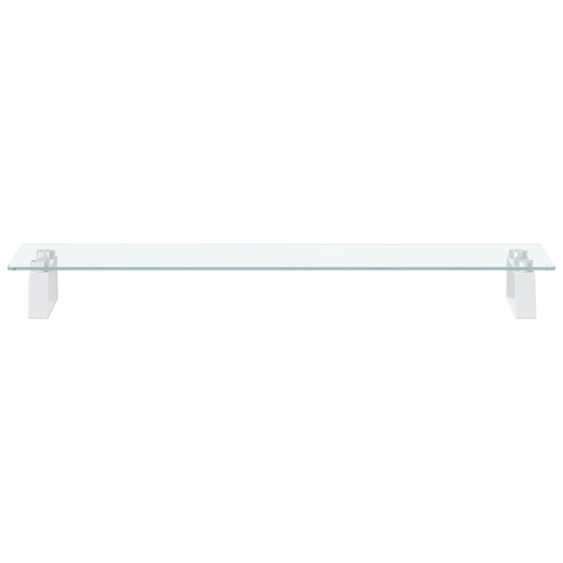 vidaXL monitora statīvs, 80x20x8 cm, balts, rūdīts stikls, metāls