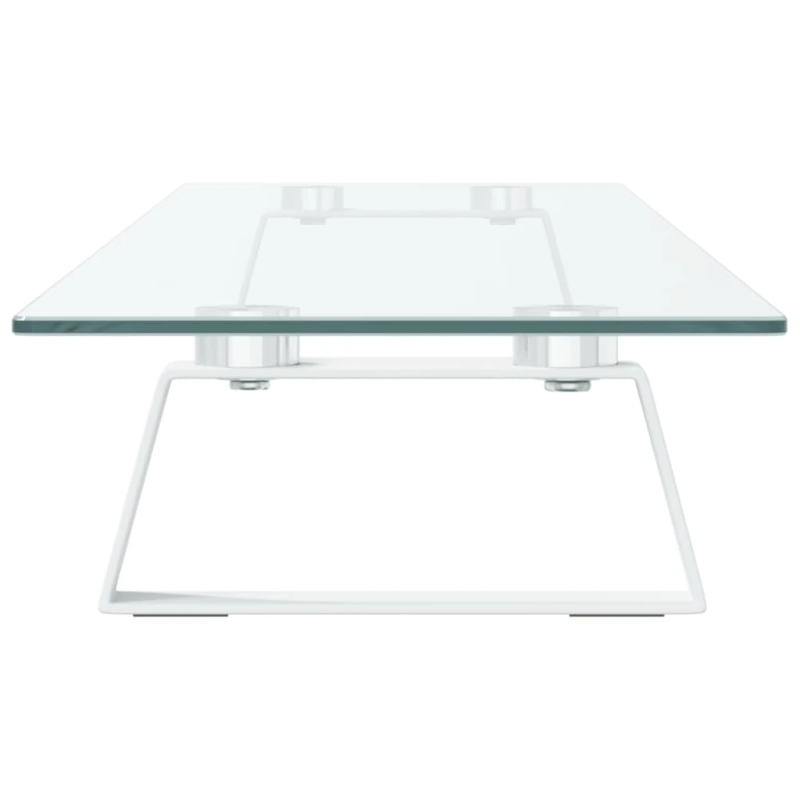 vidaXL monitora statīvs, 100x20x8 cm, balts, rūdīts stikls, metāls