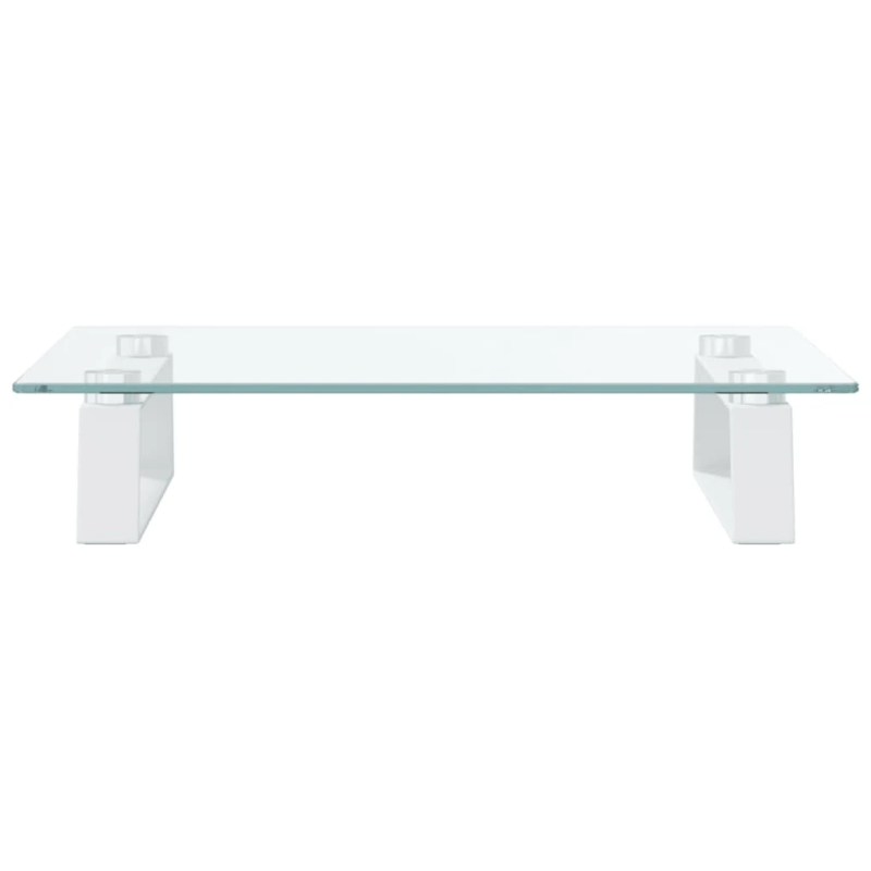 vidaXL monitora statīvs, 40x35x8 cm, balts, rūdīts stikls, metāls