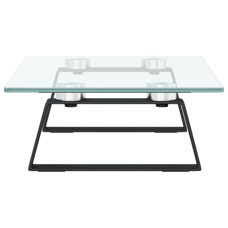 vidaXL monitora statīvs, 40x20x8 cm, melns, rūdīts stikls, metāls