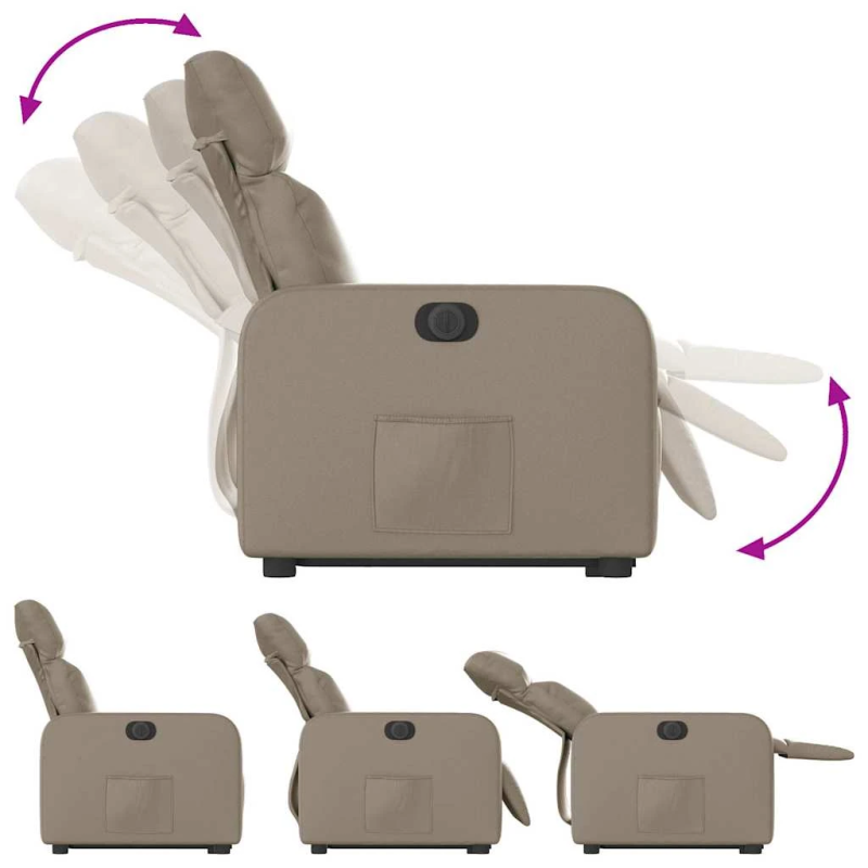 vidaXL elektrisks atpūtas krēsls paceļams kapučīno krāsas mākslīgā āda