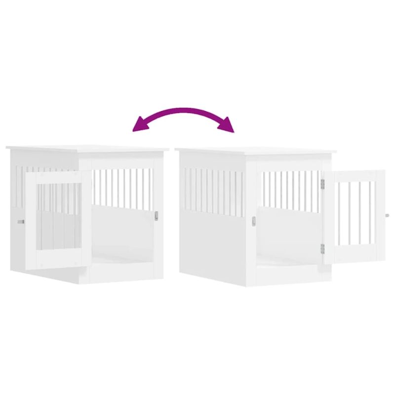 vidaXL suņu būris, balts, 55x80x68 cm, inženierijas koks