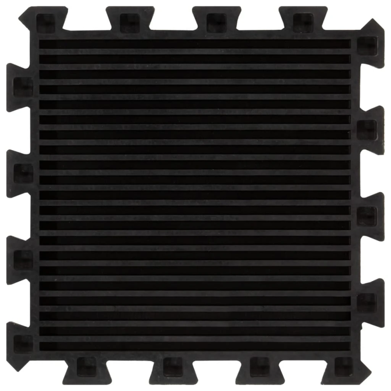 vidaXL paklājflīzes, 16 gab., melnas, 16 mm, 30x30 cm, gumija