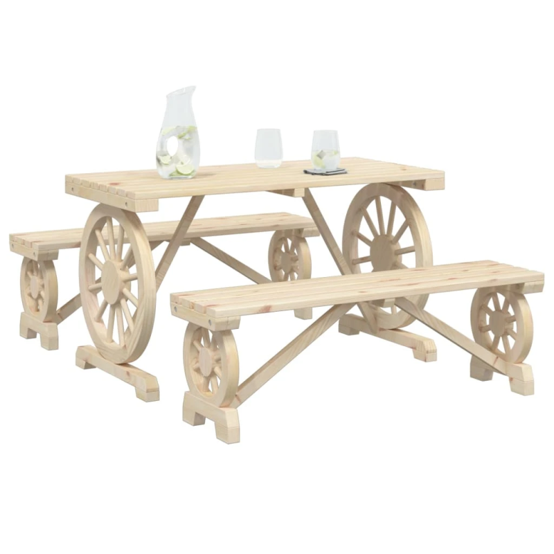 vidaXL 3-daļīgs dārza mēbeļu komplekts, egles masīvkoks