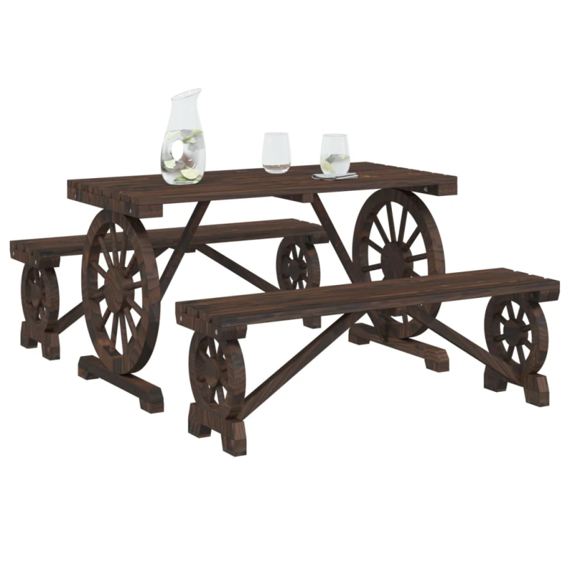 vidaXL 3-daļīgs dārza mēbeļu komplekts, egles masīvkoks