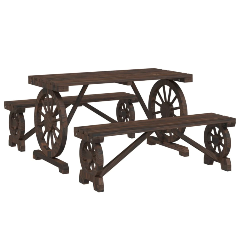 vidaXL 3-daļīgs dārza mēbeļu komplekts, egles masīvkoks