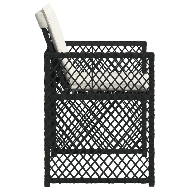 vidaXL dārza krēsli, 4 gab., ar matračiem, PE rotangpalma, melni