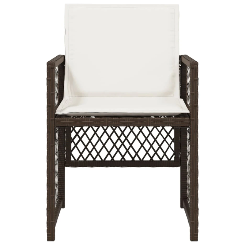 vidaXL dārza krēsli, 4 gab., ar matračiem, PE rotangpalma, brūni