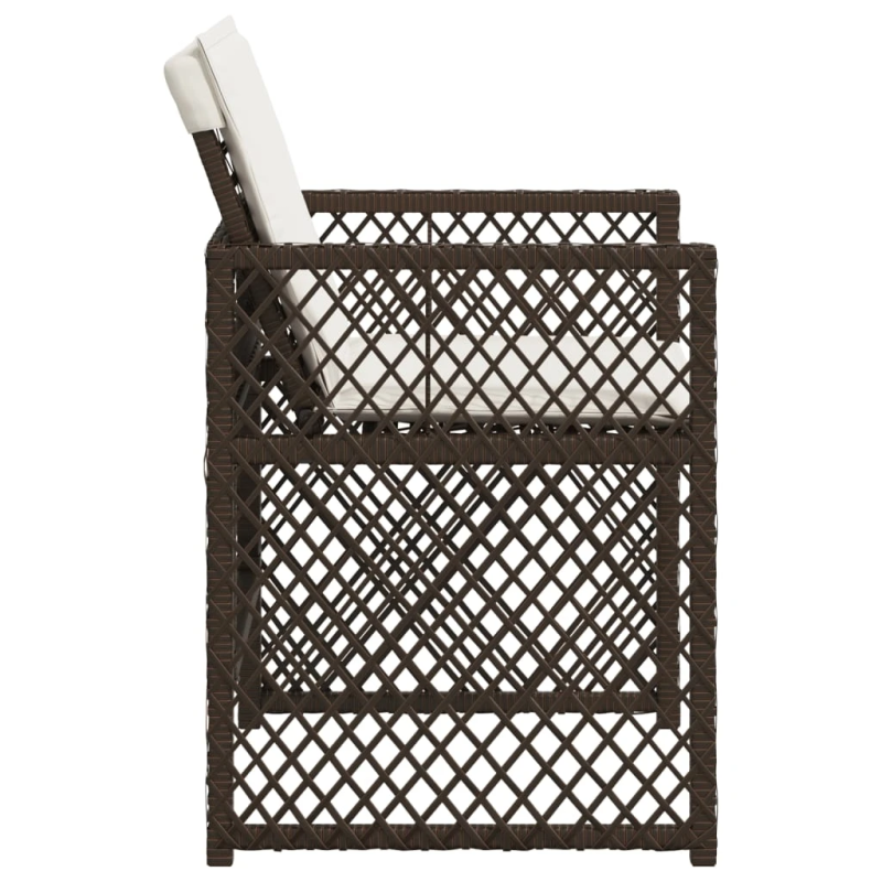 vidaXL dārza krēsli, 4 gab., ar matračiem, PE rotangpalma, brūni