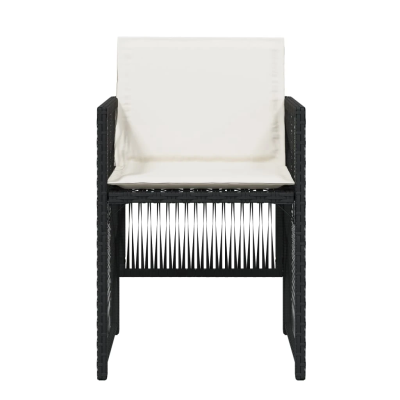 vidaXL dārza krēsli, 4 gab., ar matračiem, PE rotangpalma, melni