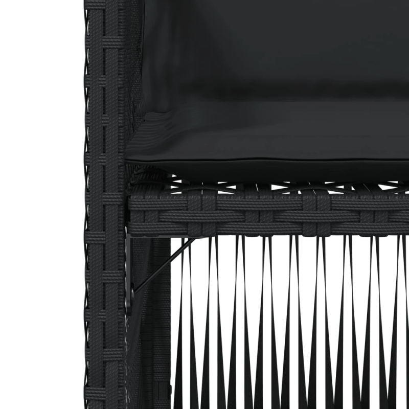 vidaXL dārza krēsli, 4 gab., ar matračiem, PE rotangpalma, melni