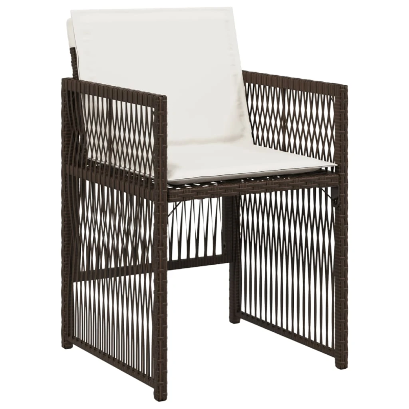 vidaXL dārza krēsli, 4 gab., ar matračiem, PE rotangpalma, brūni