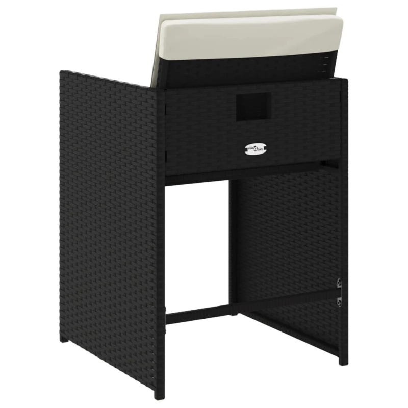 vidaXL dārza krēsli, 4 gab., ar matračiem, PE rotangpalma, melni