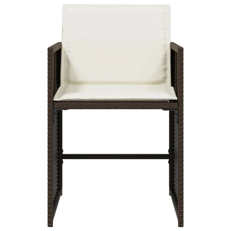 vidaXL dārza krēsli, 4 gab., ar matračiem, PE rotangpalma, brūni