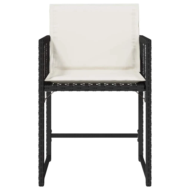 vidaXL dārza krēsli, 4 gab., ar matračiem, PE rotangpalma, melni