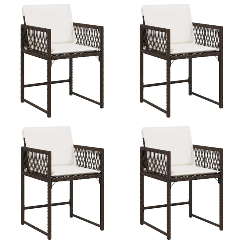 vidaXL dārza krēsli, 4 gab., ar matračiem, PE rotangpalma, brūni