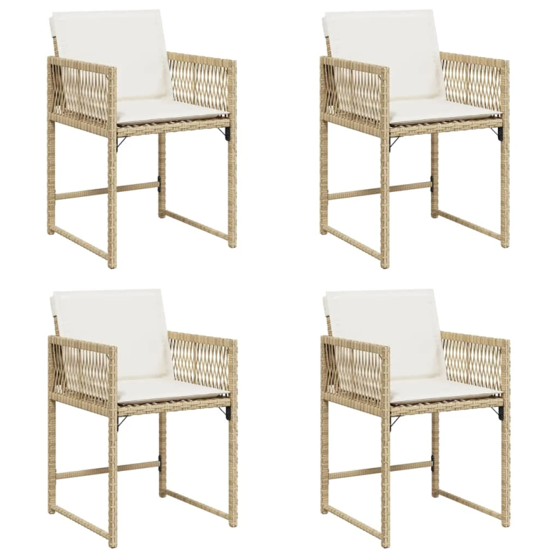 vidaXL dārza krēsli ar matračiem, 4 gab., bēša PE rotangpalma