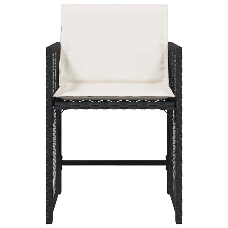 vidaXL dārza krēsli, 4 gab., ar matračiem, PE rotangpalma, melni