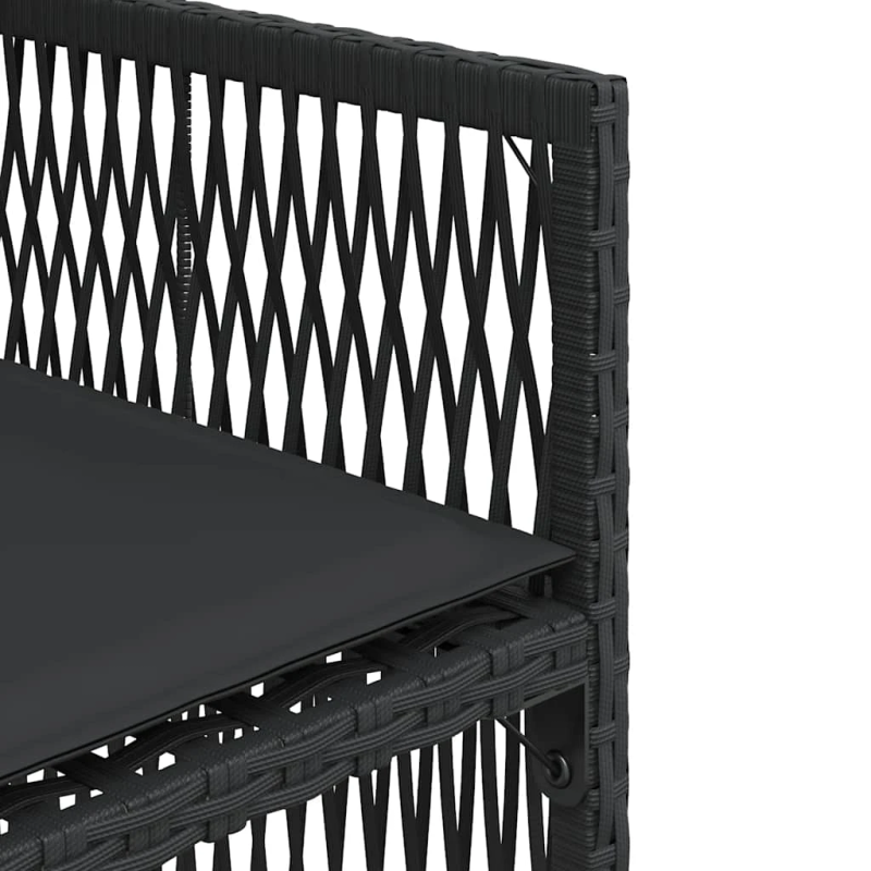 vidaXL dārza krēsli, 4 gab., ar matračiem, PE rotangpalma, melni