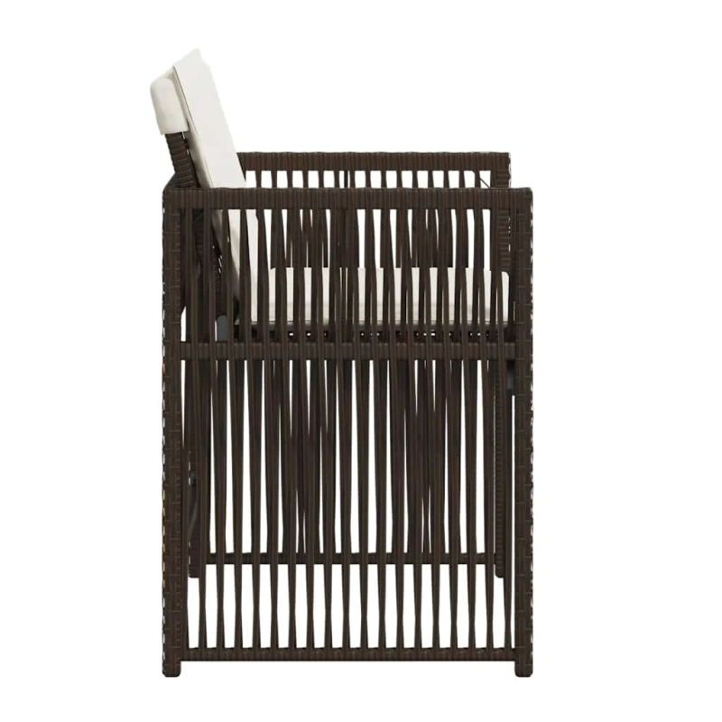 vidaXL dārza krēsli, 4 gab., ar matračiem, PE rotangpalma, brūni