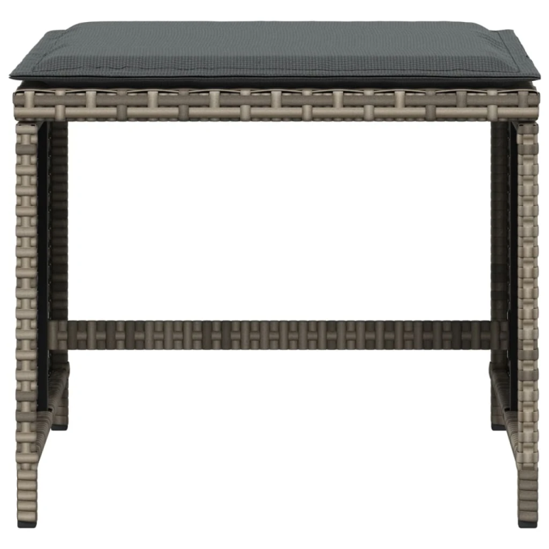 vidaXL dārza soli ar matračiem, 4 gab., pelēki, 41x41x36 cm, PE