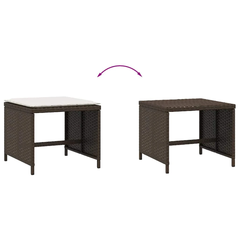 vidaXL dārza soli ar matračiem, 4 gab., brūni, 41x41x36 cm, PE