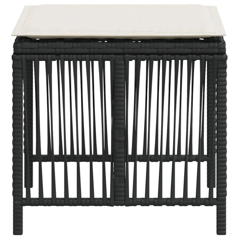 vidaXL dārza soli ar matračiem, 4 gab., melni, 41x41x36 cm, PE