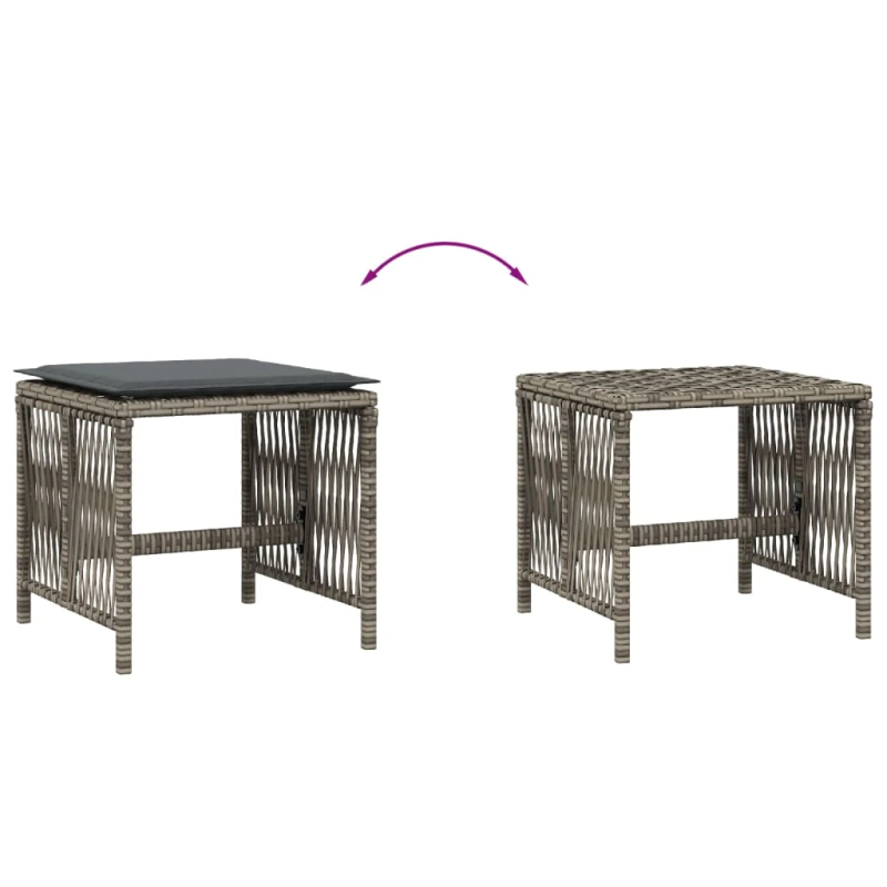 vidaXL dārza soli ar matračiem, 4 gab., pelēki, 41x41x36 cm, PE