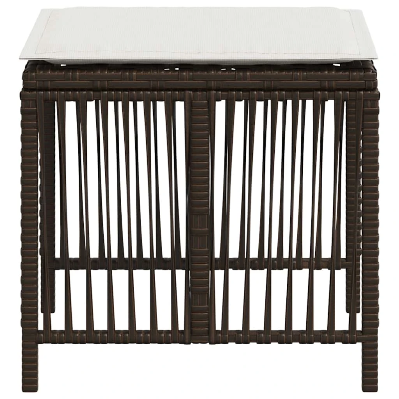 vidaXL dārza soli ar matračiem, 4 gab., brūni, 41x41x36 cm, PE